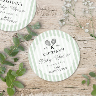 Preppy Green Tennis Country Club Kinderdusche Runder Pappuntersetzer