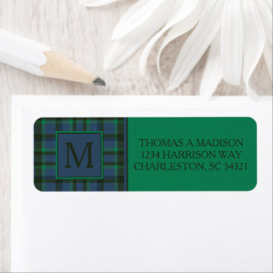 Preppy Green und Blue Kariert Monogram