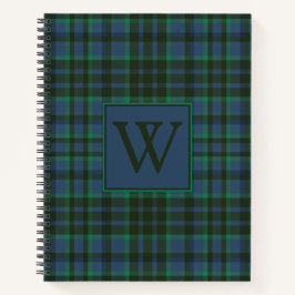 Preppy Green und Blue Kariert Monogram Notizbuch