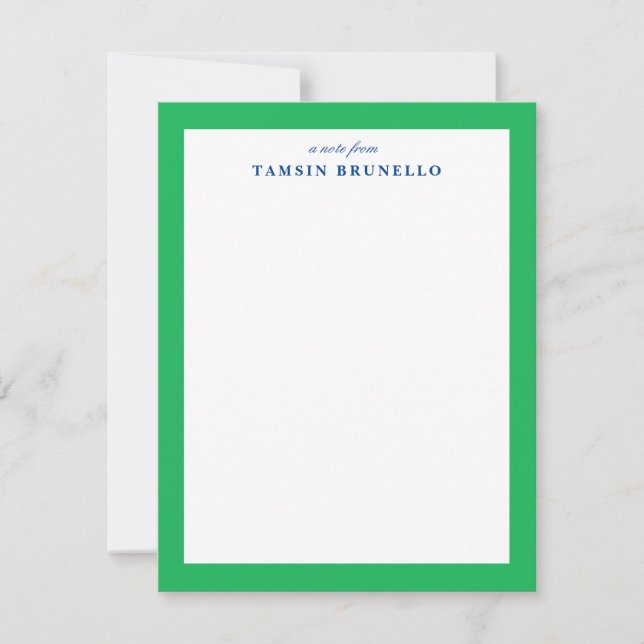 Preppy Green und Blue Personal Stationery Einladung (Vorderseite)