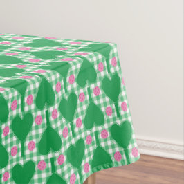 Preppy Green und Pink Wedding Gingham Pickleball Tischdecke
