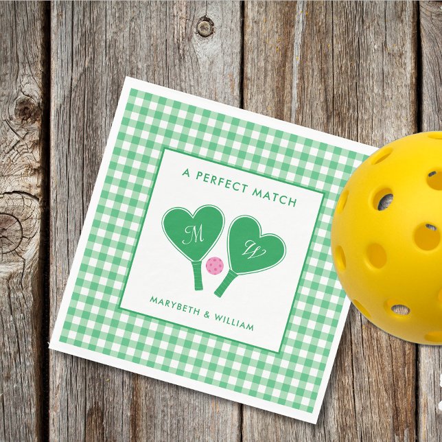 Preppy Green und Pink Wedding Pickleball Serviette (Von Creator hochgeladen)