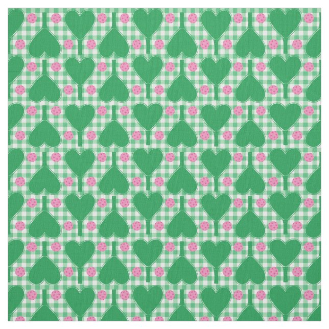 Preppy Green und Pink Wedding Pickleball Stoff (Muster)