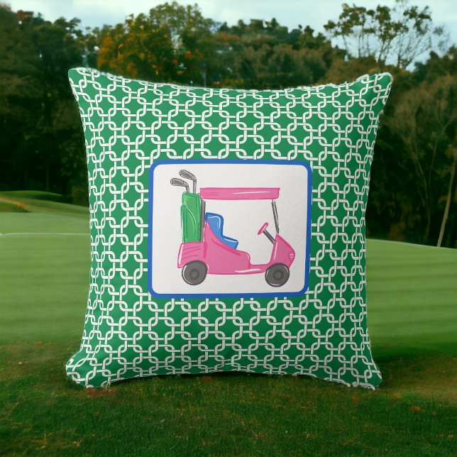 Preppy Green White Link Muster Pink Golf Cart Kissen (Von Creator hochgeladen)