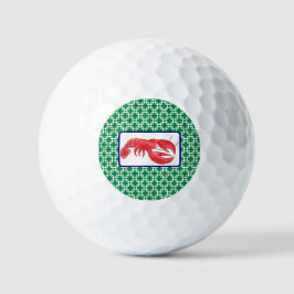 Preppy Green White Link Pattern Navy Lobster Golfball