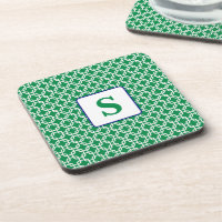 Preppy Green White Link Pattern Navy Monogram