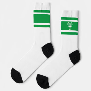 Preppy Green White Strip Tennis Racket Athletic Socken