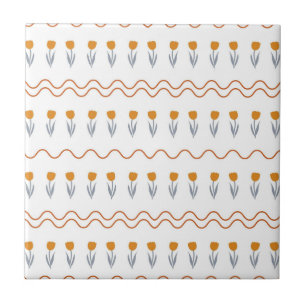 Preppy Groovy Streifen-Tulpen-Blumenmuster Fliese