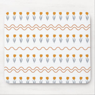 Preppy Groovy Streifen Tulpen Blumenmuster  Mousepad