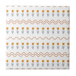 Preppy Groovy Stripe Tulip Blume Muster Fliese