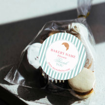 Preppy Grün & Rosa Streifen Bäckerei-Logo Danke