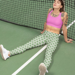 Preppy-Grün und Rosa Gingham-Pickleball Leggings