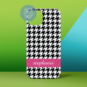 Preppy Hahnentrittmuster Pattern Schwarz und Hot P Case-Mate iPhone Hülle
