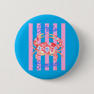 Preppy Hallo Sommer Trendy ed Krabbe Küsten Button