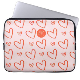 Preppy heart - monogramm, rosa und rot laptopschutzhülle