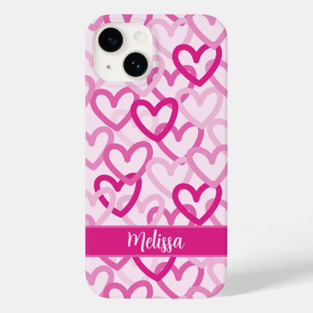 Preppy Hearts Pink Case-Mate iPhone Hülle (Rückseite)
