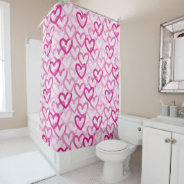 Preppy Hearts Pink Duschvorhang