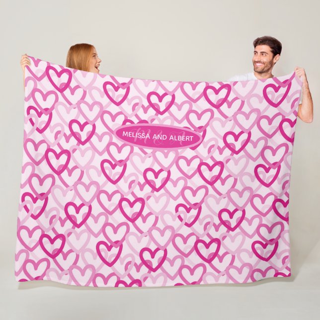 Preppy Hearts Pink Fleecedecke (Beispiel)