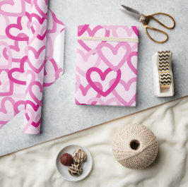Preppy Hearts Pink Geschenkpapier