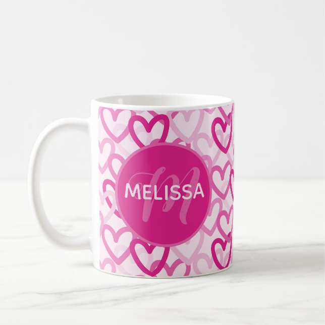 Preppy Hearts Pink Kaffeetasse (Links)