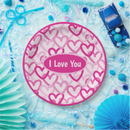Preppy Hearts Pink Pappteller