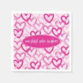 Preppy Hearts Pink Serviette