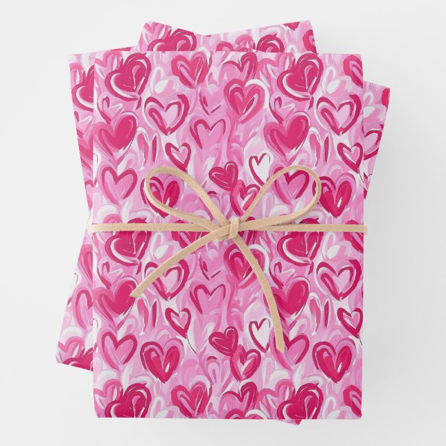 Preppy Hearts Wrapping Paper Geschenkpapier Set (Beispiel)