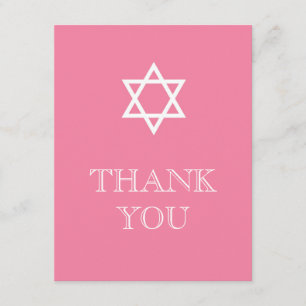 Preppy Hebrew Dankeschön Card - Rosa Dankeskarte