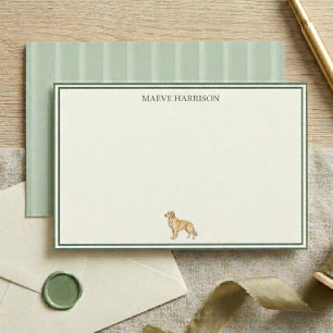 Preppy Hellgrün Gestreift Golden Retriever Briefpapier