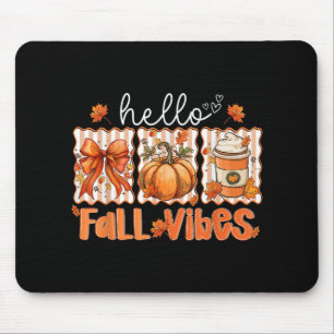Preppy Hello Fall Vibes Coquette Latte Pumpkin Tha Mousepad