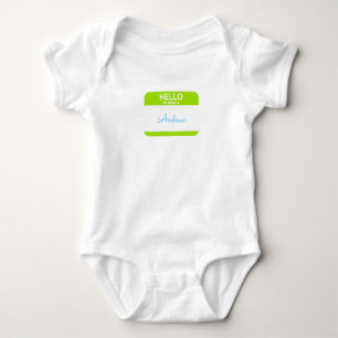 Preppy Hello My Name Is BABY NAME Etikett Blau Strampler