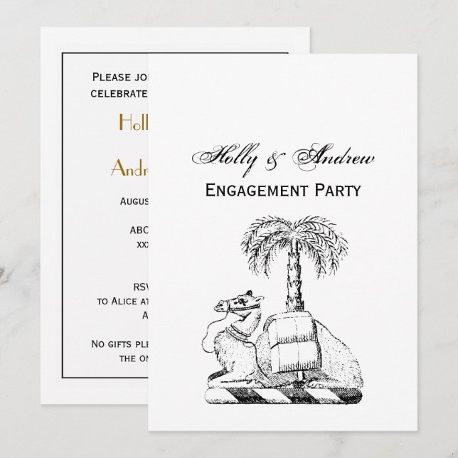 Preppy Heraldic Camel Palm Tree Coat of Arms Einladung (Vorne/Hinten)