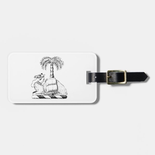 Preppy Heraldic Camel Palm Tree Coat of Arms Gepäckanhänger (Vorderseite horizontal)
