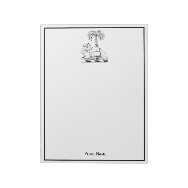 Preppy Heraldic Camel Palm Tree Coat of Arms Notizblock (Rotiert)
