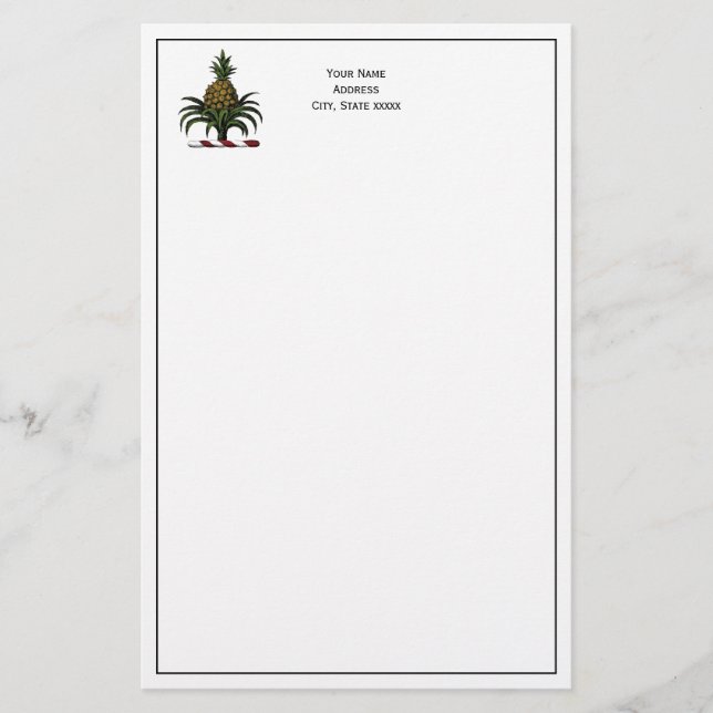 Preppy Heraldic Pineapse Wappen Color RWT Briefpapier (Vorderseite)