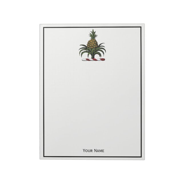 Preppy Heraldic Pineapse Wappen Color RWT Notizblock (Rotiert)