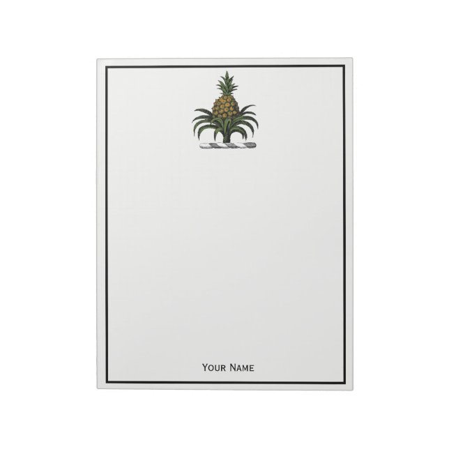 Preppy Heraldic Pineapse Wappen Color WT Notizblock (Rotiert)