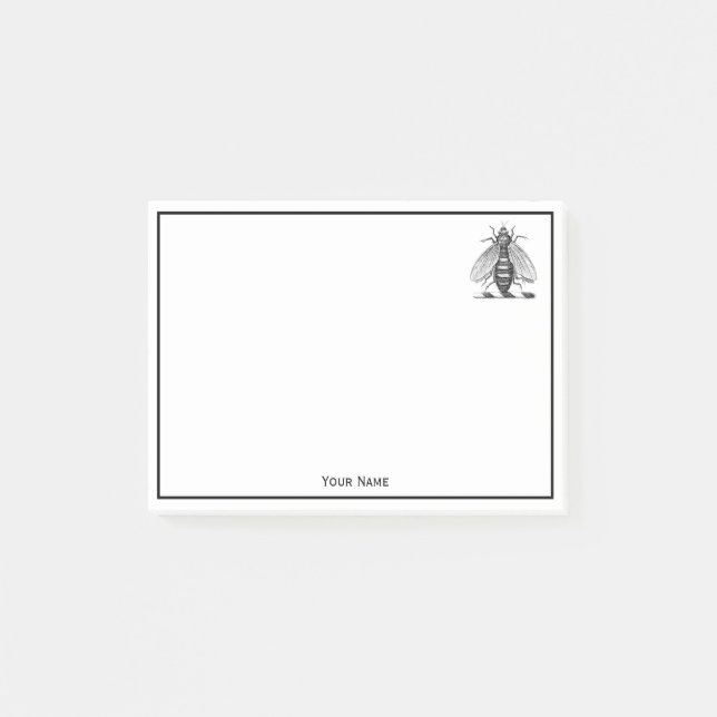 Preppy Heraldic Vintage Bienendecke Emblem Post-it Klebezettel (Vorderseite)