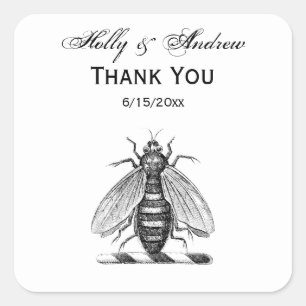 Preppy Heraldic Vintage Bienendecke Emblem Quadratischer Aufkleber