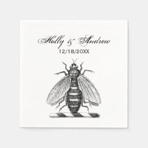 Preppy Heraldic Vintage Bienendecke Emblem Serviette