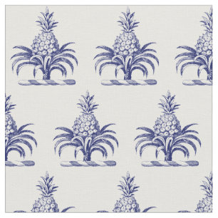 Preppy Heraldisch Blau Ananas Wappen Wappenschild Stoff