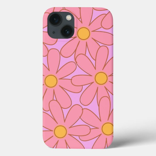 Preppy Hippie Pink Lila Blume Muster Case-Mate iPhone Hülle (Rückseite)