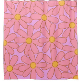 Preppy Hippie Pink Lila Blume Muster Duschvorhang