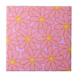Preppy Hippie Pink Lila Blume Muster Fliese