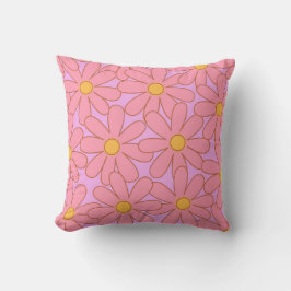Preppy Hippie Pink Lila Blume Muster Kissen