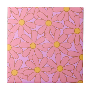 Preppy-Hippie-Rosa-Lila-Blumenmuster Fliese
