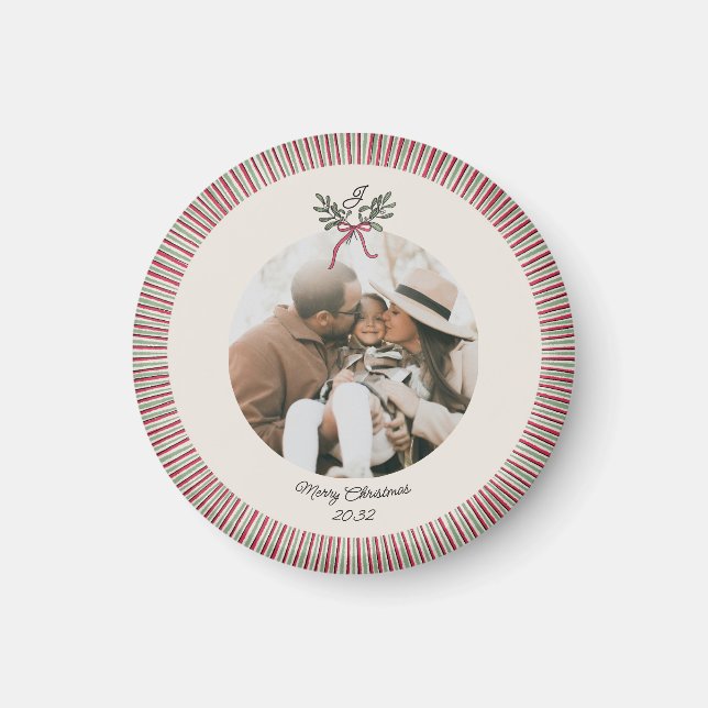 Preppy Holiday Ornament Magnet with Photo  (Vorne)