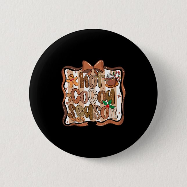 Preppy Hot Cocoa Season Cookie Gingerbread Bow Xma Button (Vorderseite)