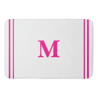Preppy Hot Pink Elegant Minimal Border Initial Badematte