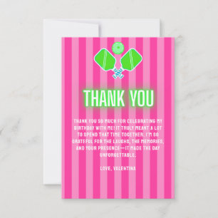 Preppy-Hot-Pink-Streifen Neon-Limettengrün Pickleb Dankeskarte